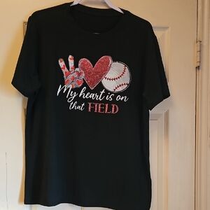 Black Womens Baseball Graphic T-Shirt